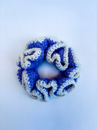 Crochet Scrunchie - Lilac with Cream Trim