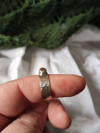 Sea Glass Ring - Hammered Band Size M Amber