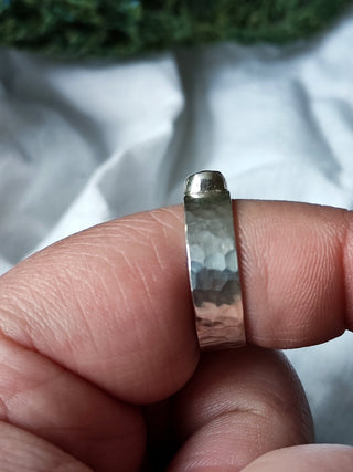 Sea Glass Ring - Hammered Band Size R