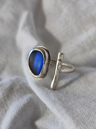 Sea Glass T-Ring Size K-M