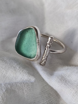 Sea Glass T-Ring Size Y-Z+1 Aqua