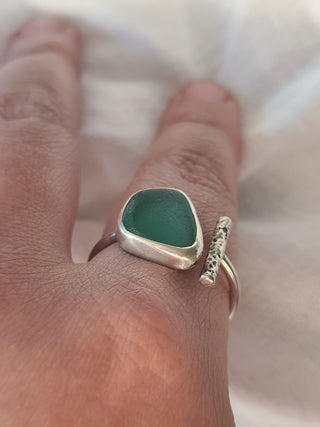 Sea Glass T-Ring Size Y-Z+1 Aqua