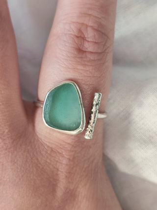 Sea Glass T-Ring Size Y-Z+1 Aqua