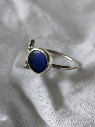 Sea Glass T-Ring Size Y-Z+1 Cobalt