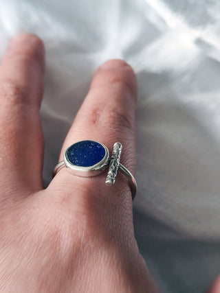 Sea Glass T-Ring Size Y-Z+1 Cobalt