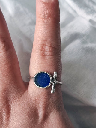 Sea Glass T-Ring Size Y-Z+1 Cobalt