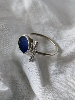 Sea Glass T-Ring Size Y-Z+1 Cobalt