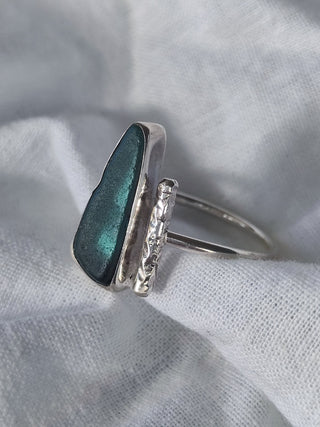 Sea Glass T-Ring Size Y-Z+1 Teal