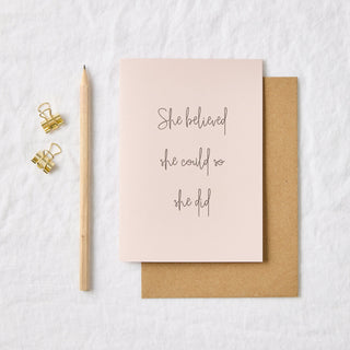 She believed pink card