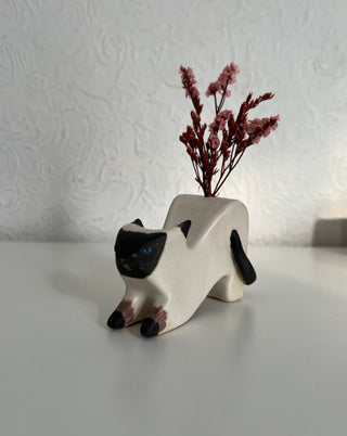 Stretching Cat Vase Siamese