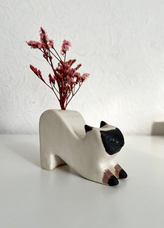 Stretching Cat Vase Siamese