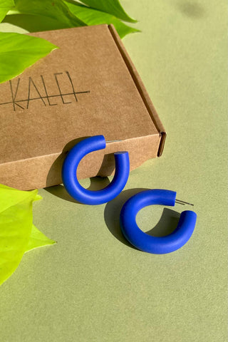 Small Hoop Earrings - Electric Blue