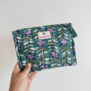 Small Block-Printed Zipped Pouch