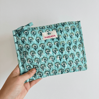 Small Block-Printed Zipped Pouch