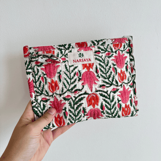 Small Block-Printed Zipped Pouch