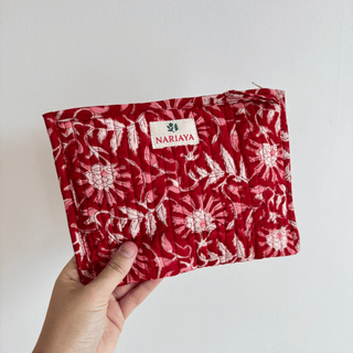 Small Block-Printed Zipped Pouch