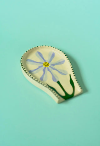 Blue & Lilac Graphic Flower Spoon Rest