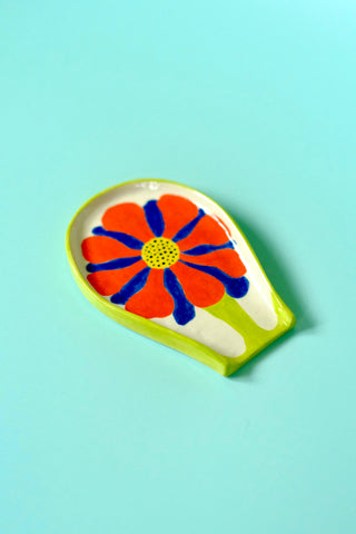 Orange & Blue Flower Spoon Rest