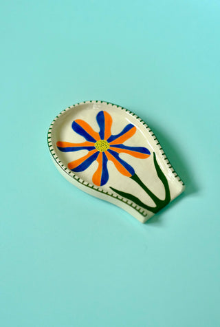 Orange & Blue Graphic Flower Spoon Rest