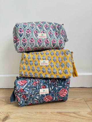 Square Block-Printed Zipped Pouch