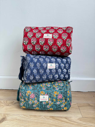 Square Block-Printed Zipped Pouch