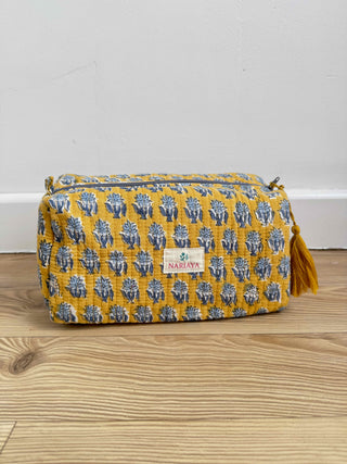Square Block-Printed Zipped Pouch