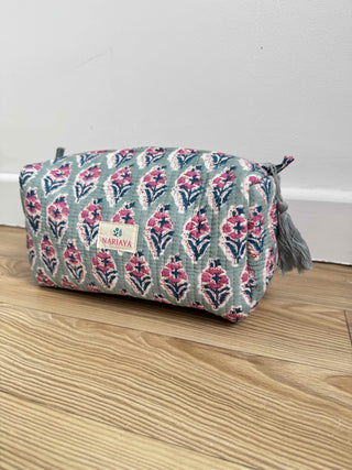 Square Block-Printed Zipped Pouch
