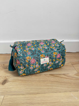 Square Block-Printed Zipped Pouch