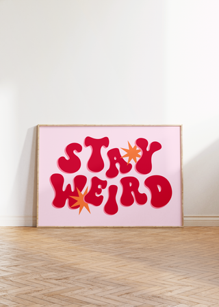 Stay Weird Retro Wall Art Print (Red)