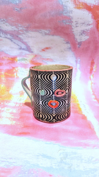 Stencil Wonky Face Mug - Pattern Handle