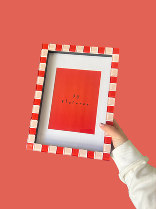 Stripe Tiled A4 Picture Frame - Strawberry