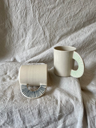 Small Striped Mug - Mint Green