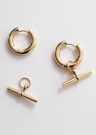 T-Bar Hoop Earrings - Gold