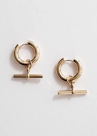 T-Bar Hoop Earrings - Gold