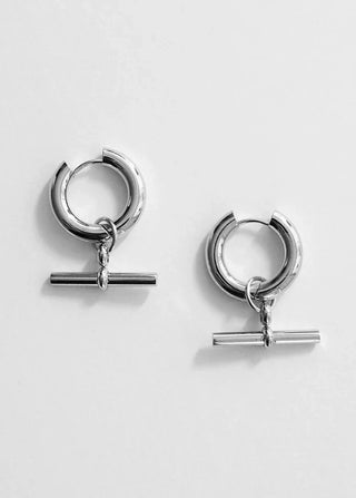 T-Bar Hoop Earrings Silver