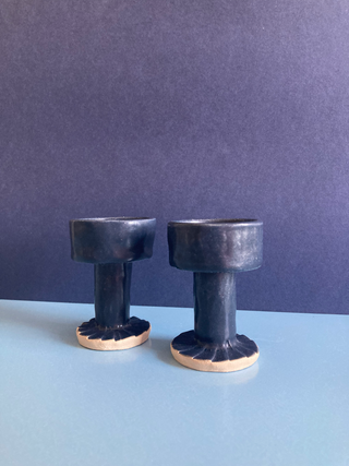Low Tea Light Holder - Black Geo