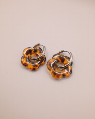 Tortoiseshell Flower Hoops