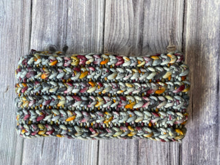 Tundra Grey Merino Wool Chunky Knit Braided Hearts Infinity Scarf