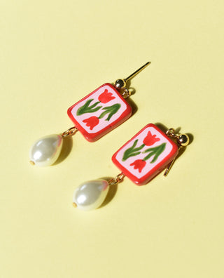 Twin Tulip Drop Earrings