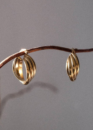 Twisted Triple Hoop Earrings Gold