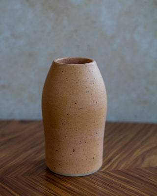 Curvy Bud Vase - Speckled Peach glaze