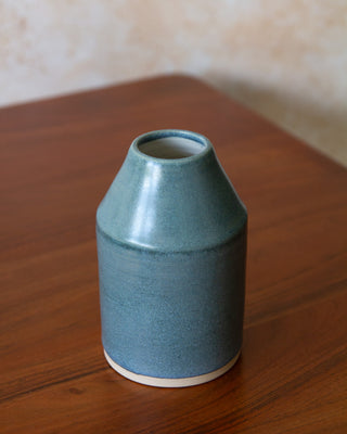 Angular Bud Vase - Teal glaze