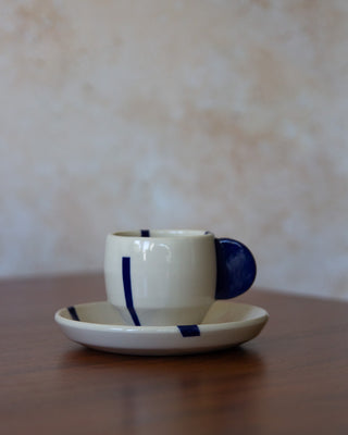 Geometric Espresso Cup and Saucer Set