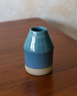 Small Angular Bud Vase - Soft Green glaze