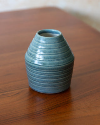 Small Ribbed Bud Vase - Teal glaze