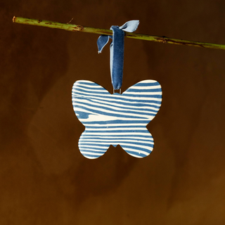 Striped Butterfly Cobalt Christmas Decoration