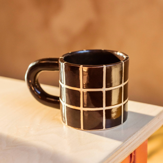 Brown Grid Chunky Mug