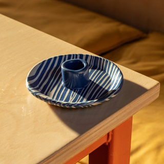 Cobalt Striped Candle Holders