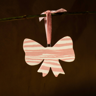 Striped Bow Pink Christmas Decoration