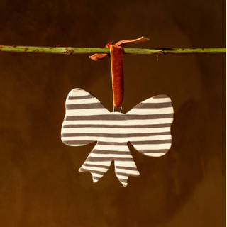 Striped Bow Brown Christmas Decoration